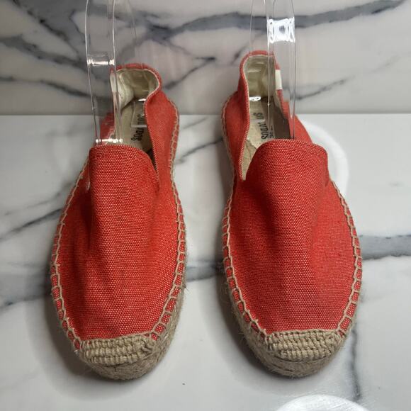 Soludos Women's Coral Orange Beachy Espadrilles Slip-On Flats Sandals Sz 8 - Picture 2 of 5